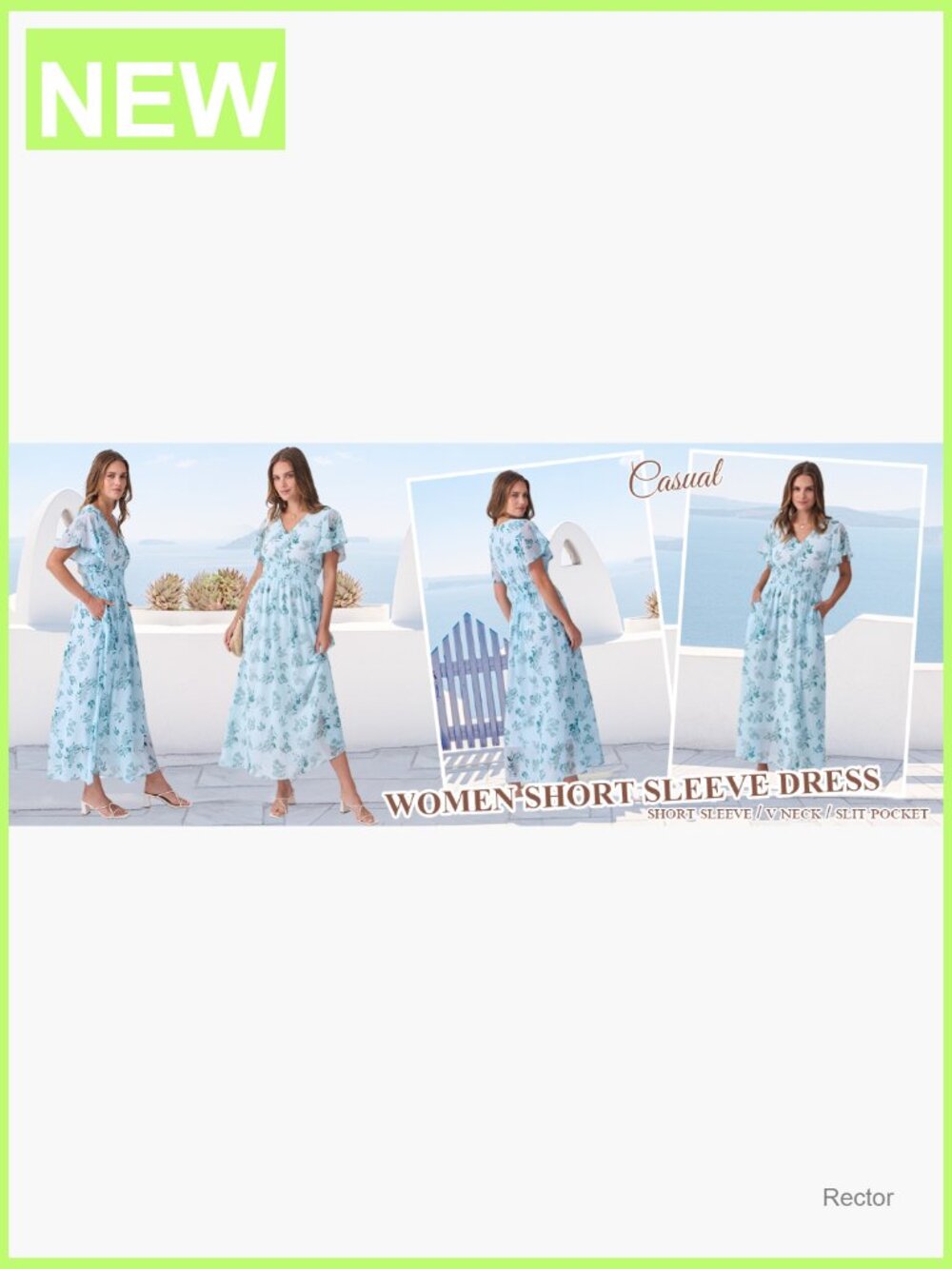 Womens Floral Maxi Dress V Neck Short Sleeve Casual Beach Wedding Guest Long - Picture 7 of 7